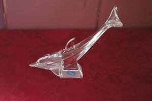CRISTAL J.G. ESTATUA DE DELFÍN DE VIDRIO TRANSPARENTE DURAND - Imagen 1 de 4