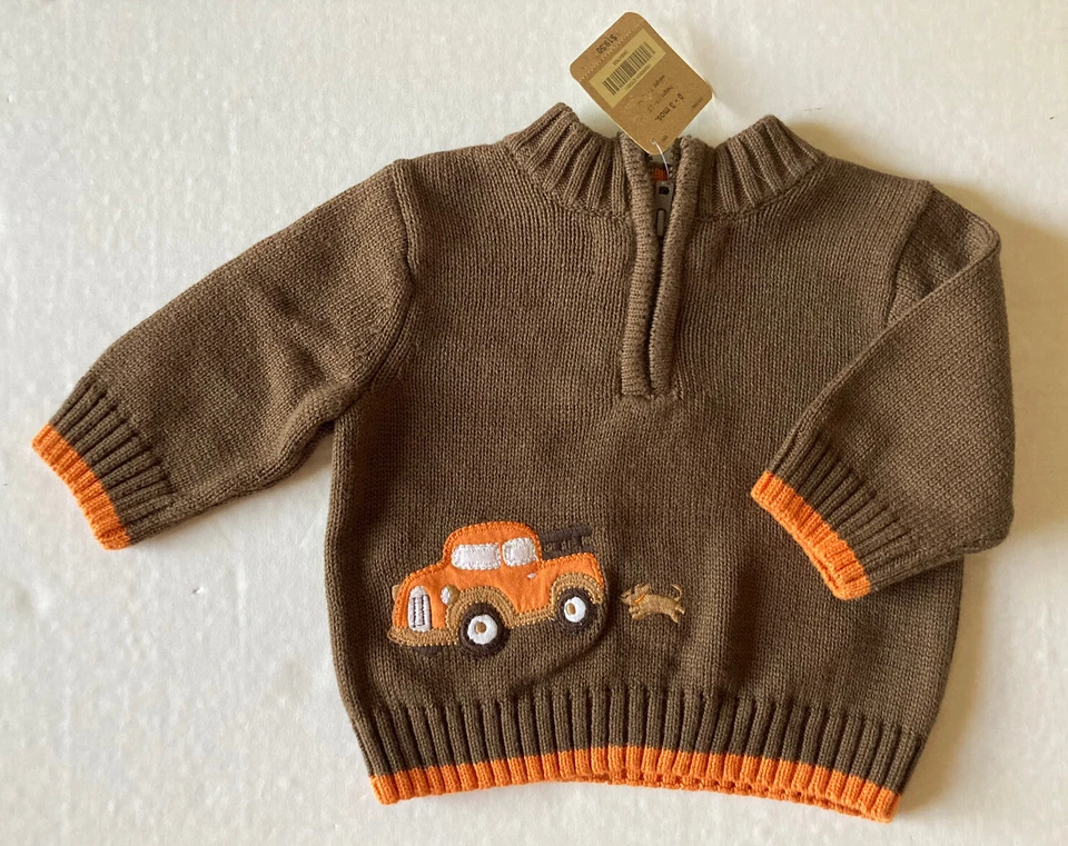 Nuevo con etiquetas Suéter Gymboree Crazy 8 Talla 0-3 Meses Marrón Pick Up Truck Media Cremallera Foto 1 de 1