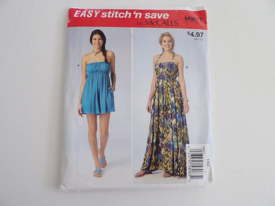 Stitch 'n Save McCall 9017 Size XS to XL Romper Dress Uncut Factory Folds - Image 1 of 3