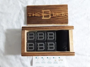 Whiskey Stones 6 NEW reusable ice cubes with carry bag and wood box - The B Line - Picture 1 of 5