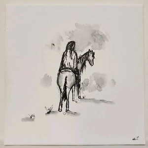 Original Modern Minimal Native American Black And White Ink Drawing By K.A.Davis - Picture 1 of 12