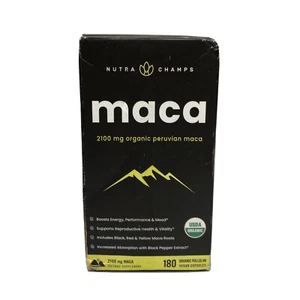 Nutra Champs maca 2100 mg Organic Peruvian Maca 180 Vegan Capsules New Sealed - Picture 1 of 6