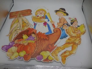 5 O.T.C. vintage Decorazione in cartone fustellato Ringraziamento Autunno Pellegrino - Foto 1 di 4