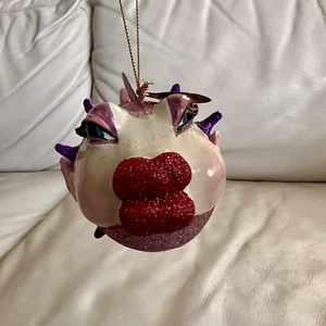 Katherine's Collection Kissing Fish Christmas Ornament Red Lips Lavender Pink - Picture 1 of 8