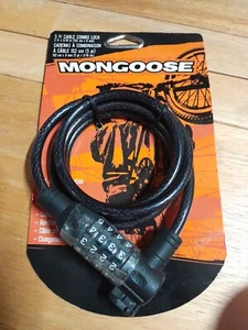 MONGOOSE 5 FT VINYL COATED STEEL CABLE COMBO BICYCLE LOCK - Picture 1 of 3