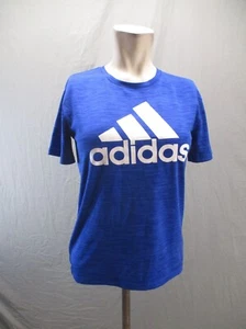 ADIDAS CLIMALITE Size M (10-12) Boys Blue Stretch Short Sleeve Athletic Top 032 - Picture 1 of 10