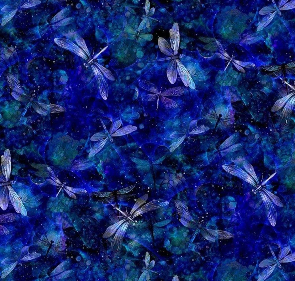 BOLT END 34 INCHES Timeless Treasures Dragonfly Illusion Blue Dragonflies Fabric - Image 1 of 1