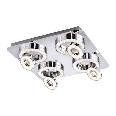 Faretti Da Soffitto LED Metallo Regolabile 40 CM Ampio Cromo 3000K Plafoniera - Immagine 1 di 4