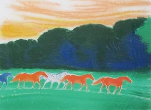 André Brasilier "Shining Horse" Lithographie signiert gerahmt ED130 - Bild 1 von 10