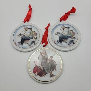 3 Norman Rockwell Ornaments 1999 Santa w Elves 1997 Gramps at the Reins JC Peney - Picture 1 of 6