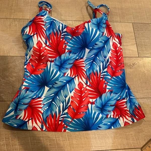 SUNSETS DAMEN PATRIOTISCH BLAU UND ROT TANKINI OBERTEIL SCHWIMMEN 34DD - Bild 1 von 8