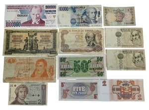 Lote de 12 billetes Turquía, Grecia, Italia, España, GB, Croacia, Letonia, etc. - Imagen 1 de 14