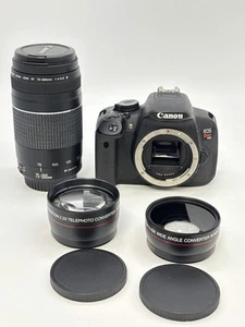 Canon EOS Rebel T4i Digital Camera Body w/ 70-300 Zoom Lens, Lens Converter & Ba - Picture 1 of 11