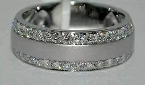 Alianza de boda de plata de ley 925 creada en laboratorio de diamantes de corte redondo de 2,25 quilates - Imagen 1 de 1