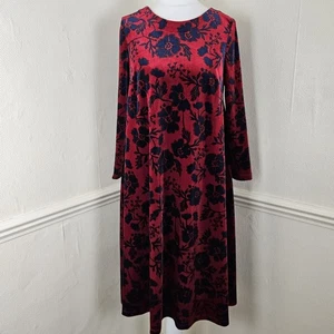 Seasalt Mahonia Dress Velvet Shift Tunic Floral UK 10 Red Navy Party Christmas - Picture 1 of 14