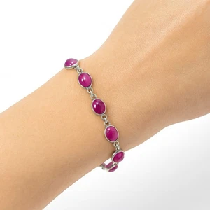 Premium Quality Lab Created Ruby 925 Sterling Silver Bracelet Jewelry B-1001 - Picture 1 of 6