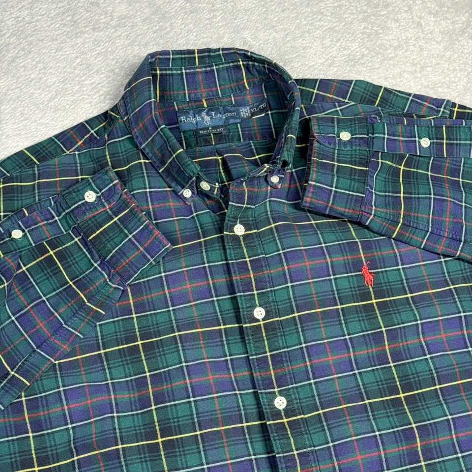 Camisa masculina Ralph Lauren ajuste personalizado xadrez botão para baixo XL alta pônei vermelho - Imagem 1 de 4