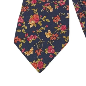 Corbata de seda H. Freeman & Son para hombre 61,5” floral rosa mariposas minicucci’s ancha - Imagen 1 de 4
