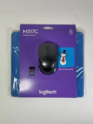 New Logitech M317C Wireless Mouse Black 910-004983 + Bonus Snowman Mouse Pad - Image 1 of 2