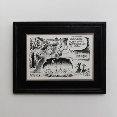 De Colección Crowson Arte Original Editorial Dibujos Animados "Witch Brews KS State" Imagen Enmarcada Foto 1 de 4