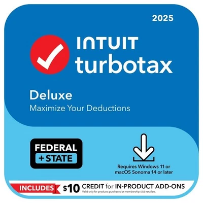 TurboTax Deluxe 2025 Tax Software Fed & State Tax Win & Mac CODE - SHIPS IN 24 - Image 1 of 4