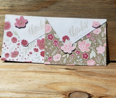 Handcrafted Handmade Greeting Cards Thank You Thanks Set of 2 - Image 1 of 2