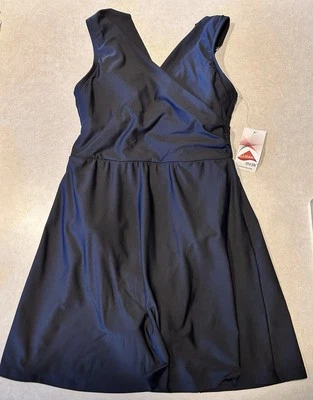 Lands' End Women's Tummy Control Black Swim Dress 1 Piece Swimsuit NWT Sz 6P - Image 1 of 4