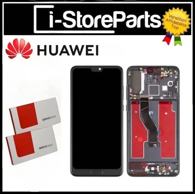DISPLAY LCD FRAME TOUCH ORIGINALE OEM HUAWEI P20 PRO CLT-L09 L29 SCHERMO NERO - Immagine 1 di 2