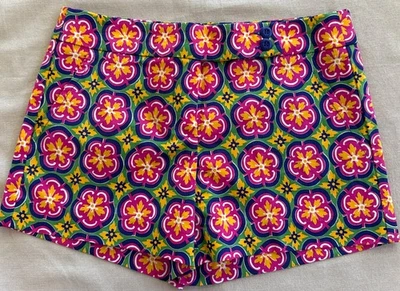 Pantalones Cortos Trina Turk Talla 0 Floral Rosa Brillante Verde Azul Foto 1 de 4