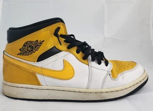 Nike Air Jordan Mens 10.5 Mid University Gold White Sneakers 554724-170 Athletic - Picture 1 of 9