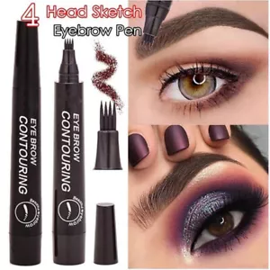 3D Microblading 4 Gabel Tattoo Augenbrauen Flüssig Tinte Stift Wasserfest Hot ⊿ - Bild 1 von 17