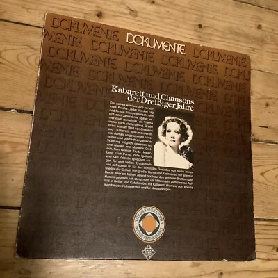 Vinyl LP - Dokumente „Kabarett Und Chansons Der Dreißiger Jahre“ - Bild 1 von 3