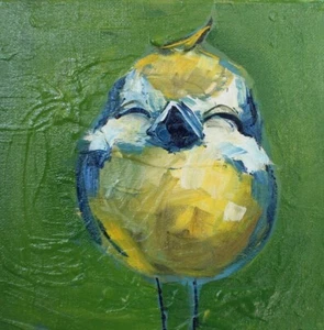 Ölgemälde Tier Ölbild Bilder 20x20 Art Kunst Unikat Wandbild Tierbild Vogel - Bild 1 von 20