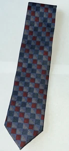 Ferucci Men's Silk Blue Red Checked Tie 3 1/2 x 58 - Picture 1 of 3