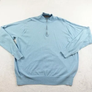 Peter Millar Sweater Men XL Blue 1/4 Zip Pullover Cotton Cashmere Knit - Picture 1 of 10