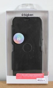 Étui avec coque transparente de téléphone noir Iphone X Porte carte sécurisé - Picture 1 of 5