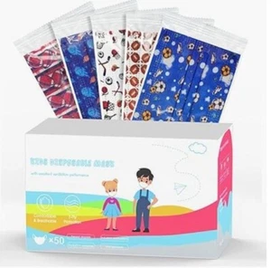 Kinder 50er-Pack verschiedene 3-lagige Einweg-Hyegiir atmungsaktiv einzeln verpackt - Bild 1 von 5