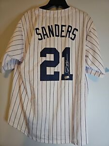 Deion Sanders Autographed Custom New York Yankees Jersey Beckett Witnessed