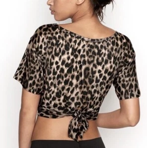 Heavenly by Victoria Model Twist Tie Crop Tee in Leopard SZ Small 🐆NWOT🐆 - Picture 1 of 8