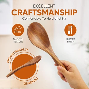 Ezunle 6 Piece Wooden Cooking Spoon Set - Ideal for Non-Stick Pans, Heat Resi... - Picture 1 of 12