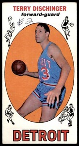 1969-70 TOPPS TERRY DISCHINGER RC DETROIT PISTONS #33 WRITING ON FRT