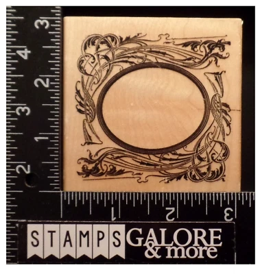 Estampillas de goma chatarra de club remolinos asiáticos borde abstracto marco ovalado #2878 Foto 1 de 3