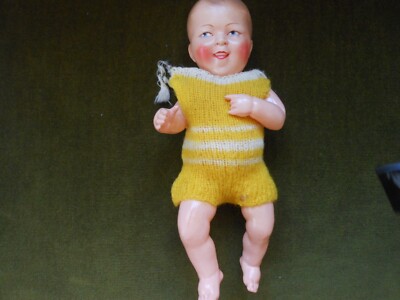 Jolie Poupée Ancienne Petitcollin – Baigneur En Celluloïd, Made In France, Vintage