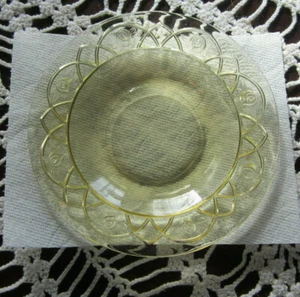 Federal Glass Co. Bernstein Rosmarin Holländische Rose Mittelvertiefung Glas Beerenschale - Bild 1 von 6