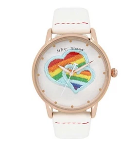 Betsey Johnson EMBROIDERED LOVE Hearts WATCH  Women's NWT - Picture 1 of 2