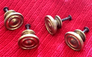 Set of 4 Solid Brass Drawer/Cabinet Pulls/Knobs 1 1/8" diameter 58grams Vintage - Picture 1 of 4