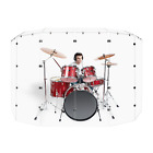DS7D Drum Shield with Deflectors 7 Ft Tall, CHROME Hinges