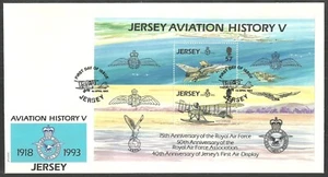 JERSEY 1993 AVIATION HISTORY RAF MILITARY SEAPLANE M/SHEET FIRST DAY COVER FDC - Picture 1 of 1