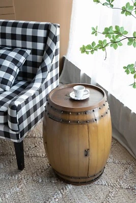 20.5x20.5x24" Patio Drum Side Table， Accent Table，End Table With Storage Space - Image 1 of 4