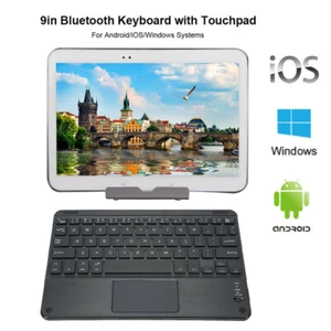 9" Wireless Keyboard BT3.0 Touchpad with Case for Windows Android iOS Computer - Picture 1 of 12